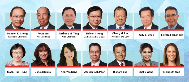 Members of the Cathay Bank Board are photographed with their respective names under their headshots.