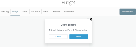Delete budget screenshot