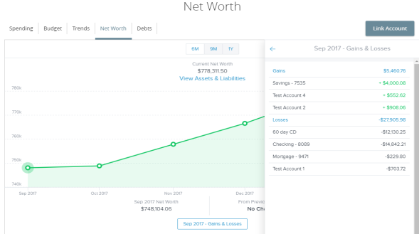 Using the Net Worth widget